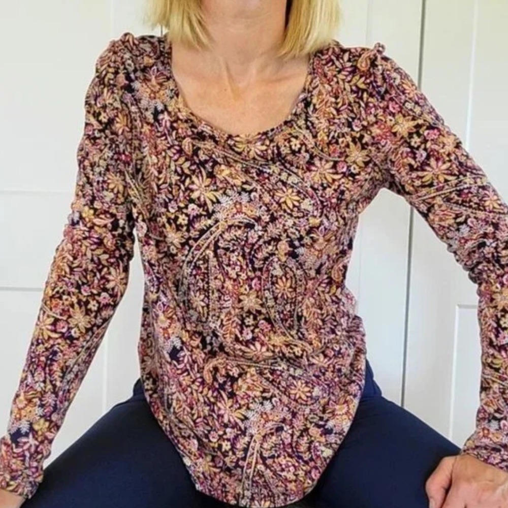 Lucky Brand Long Sleeve Paisley Top
